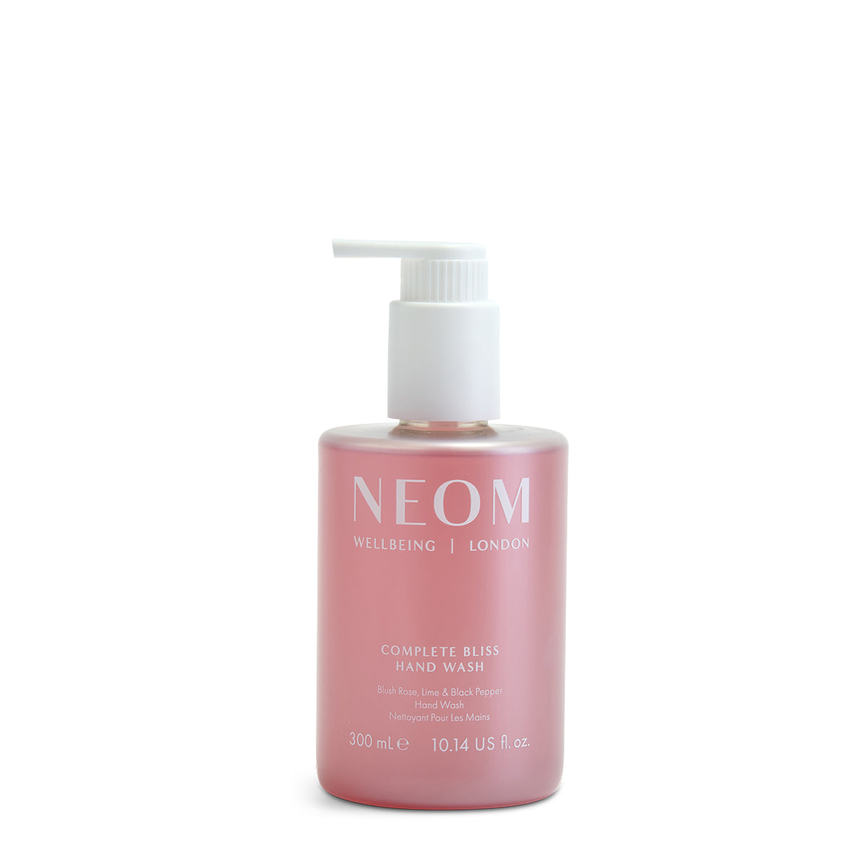 NEOM hand wash bottle on a white background