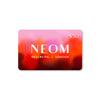 NEOM Wellbeing London gift card with a colorful gradient background