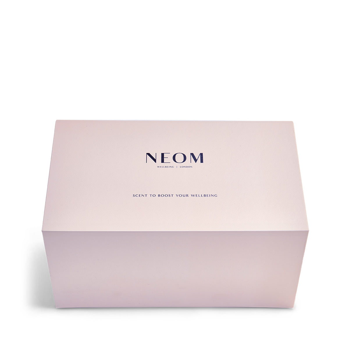 Pink NEOM gift box on a white background