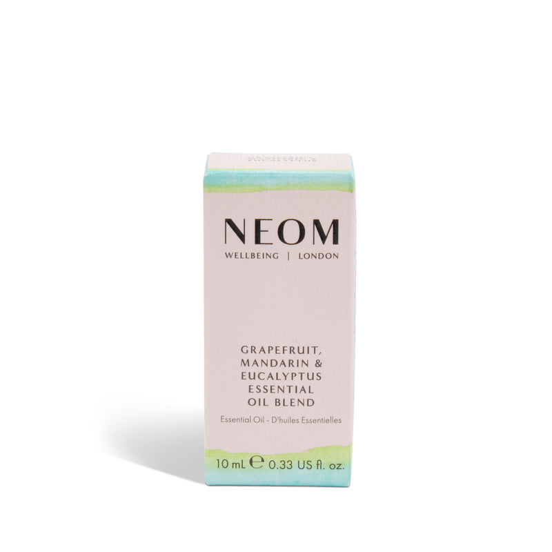 NEOM essential oil blend packaging on a white background