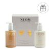 NEOM hand wash and lotion set with packaging on a white background