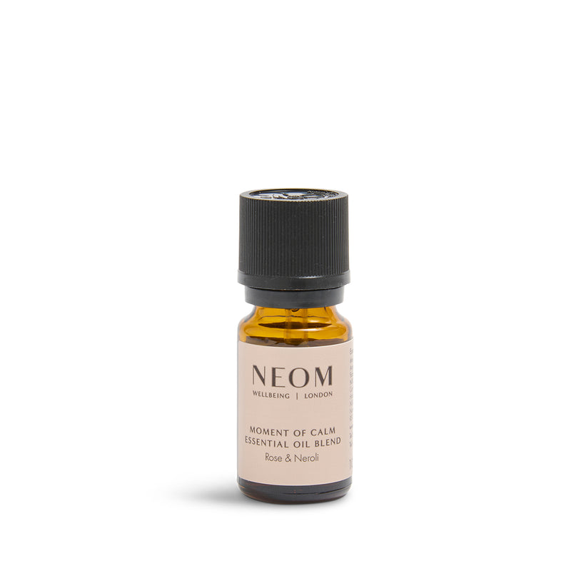 NEOM Moment of Calm essential oil blend bottle on a white background