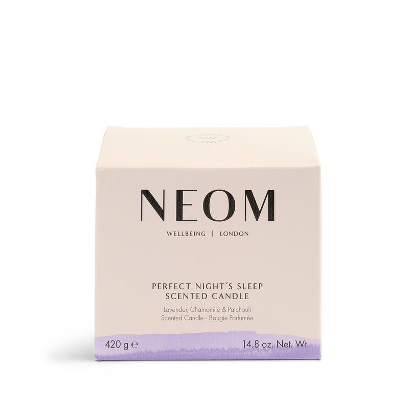 NEOM scented candle packaging on a white background