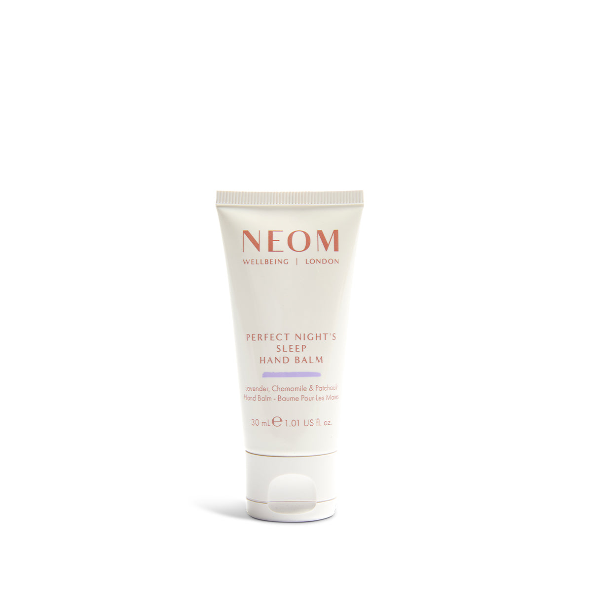 NEOM hand balm tube on a white background