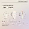 Three-step nightly sleep prep routine: Bath Milk, Magnesium Body Butter, and Perfect Night's Sleep Mist