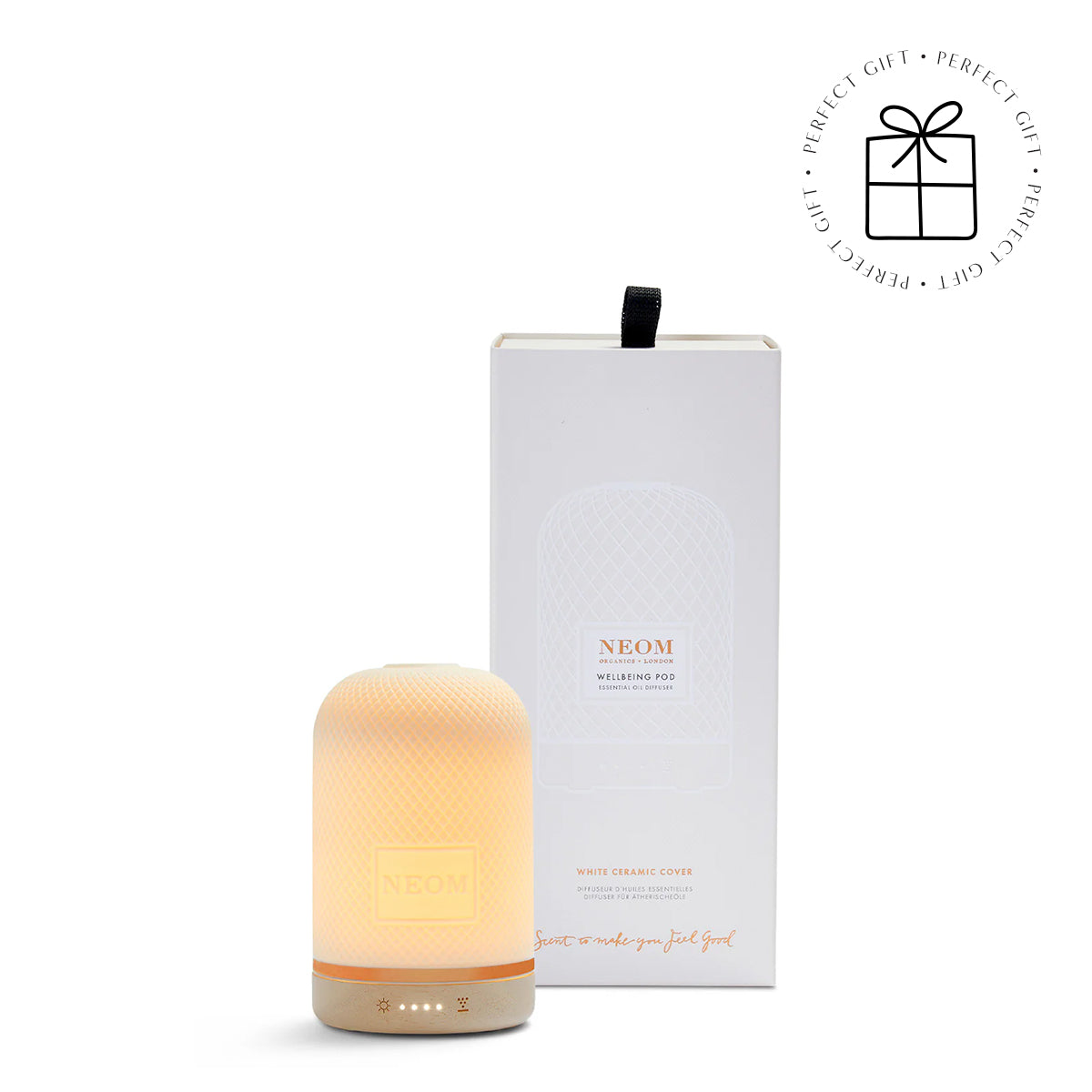 NEOM diffuser with packaging on a white background