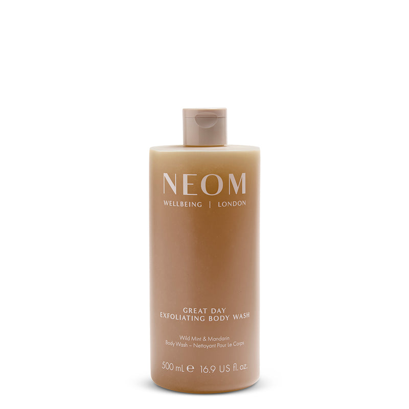 NEOM great day body wash 500ml on a white  background